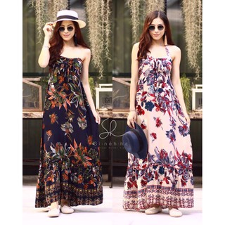 Maxi dress ปริ้นลายลายดอกสีสีสันสดใสลายสวยมากๆ