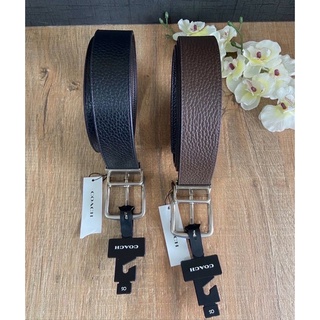 🇺🇸💯 เข็มขัดเส้นใหญ่ดำ/น้ำตาล NewCoach  Men Large Signature belt