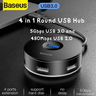 👉ราคาพิเศษ Baseus อุปกรณ์เชื่อมต่อโน๊ตบุค วงกลม 4 in 1 Round USB HUB อะแด็ปเตอร์วงกลม