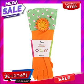 วีการ์ถุงมือยางลายดอกไม้แพค 2ชิ้น(C2 Vigar latex gloves with flowers, pack of 2 (C2