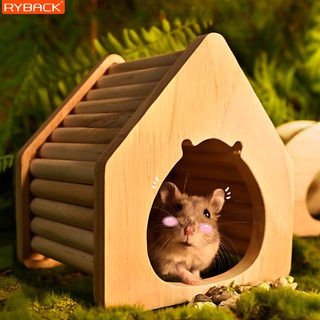 RYBACK บ้านแฮมสเตอร์ ที่มุด บ้านหลบ Hamster House ของเล่นหนู บ้านไม้หนูแฮมเตอร์ บ้านไม้ สำหรับสัตว์เลี้ยง ขนาดเล็ก