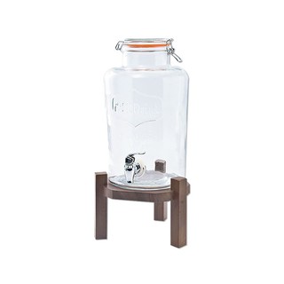 โถแก้วจ่ายน้ำ 7.6 ลิตร พร้อมฐานไม้/7.6 liter glass jar with wooden base