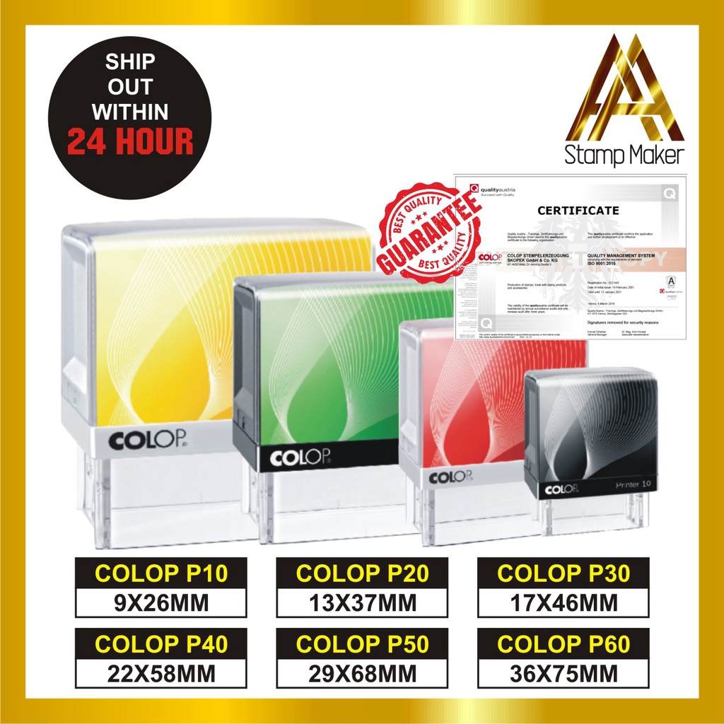 Cop Nama Stamp COLOP Printer Line Self-inking Custom Made Stamp