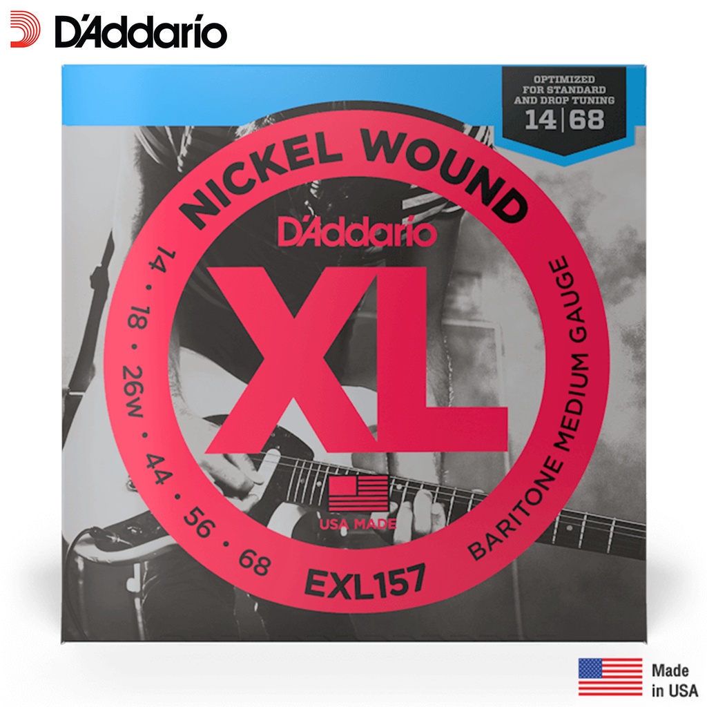 D'Addario® EXL157 สายกีตาร์ไฟฟ้า สายกีตาร์บาริโทน เบอร์ 14 แบบ Nickel Wound ของแท้ 100% ( Baritone Medium , 0.014 - 0.068) ** Made in USA **