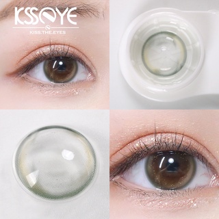 Ksseye คอนแทคเลนส์ แบบนิ่ม สีเขียวอ่อน ธรรมชาติ 14.2 มม. 3 สี สําหรับนักเรียน ผู้หญิง 2 ชิ้น 1 คู่