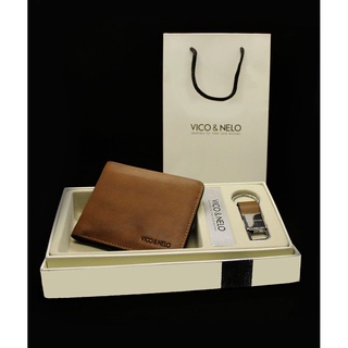 กระเป๋าสตางค์หนังแท้ VICO &amp; NELO รหัส VN-007 [สีน้ำตาลหม่น มีซิป]