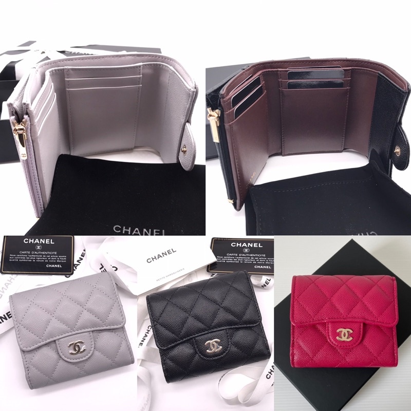 chanel  Tri wallet มีใบเล็ก ซิปหลัง