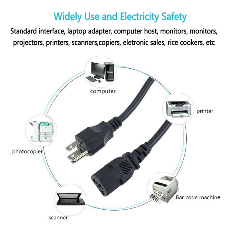 สาย AC Power ยาว 2.5 เมตร Ac 3 Pin Plug Us 3 Pin Power Cord Extension ...
