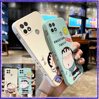 Crayon Shin-Chan 🔥 เคส OPPO A15 A15S A93 A94 RENO5F R9s A5 A9 2020 A31 A3S A53 F11 เคส oppo A59 F1S A32 A5 2020 A55 R9S K9  A72(5G) A73(5G) เคสโทรศัพท์ขอบตรงลายดอกไม้ย้อนยุค