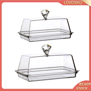 [Lovoski2] Clear Cheese Server Storage Keeper Tray with Cover Butter Holder