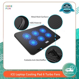 [ พร้อมส่ง ] ICE Laptop Cooling Pad 6 Turbo Fans - พัดลมโน๊ตบุ๊ค พัดลมระบายความร้อน โน๊ตบุ๊ค Notebook Stand