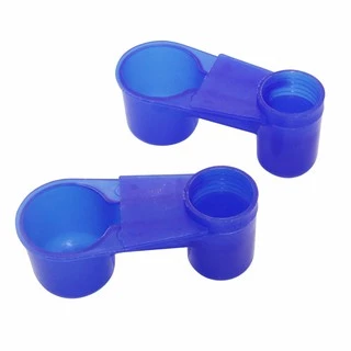 1 Pc Bird น้ําดื่ม Double Cup Birds ชาม Waterer อัตโนมัติ สีขาว/น้ําเงิน