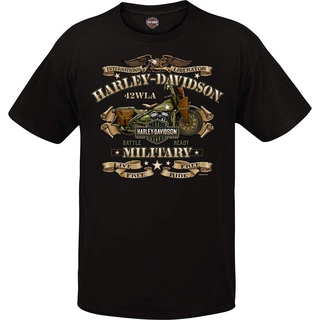 เสื้ ♘❧XS-6XL Harley-Davidson Military Graphic Ort Sleeve Overseas Tour | War Bike Halloween Cotton Mens T-shirtS-5XL