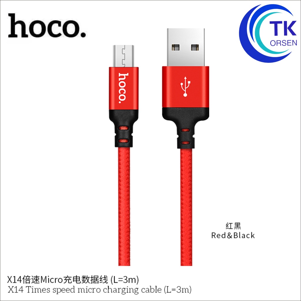 สายชาร์จยาว 1เมตร/2เมตร/3เมตร Hoco X14 Time Speed Charger สำหรับ L/Samsung/Micro USB / Type C - รูปที่ 3