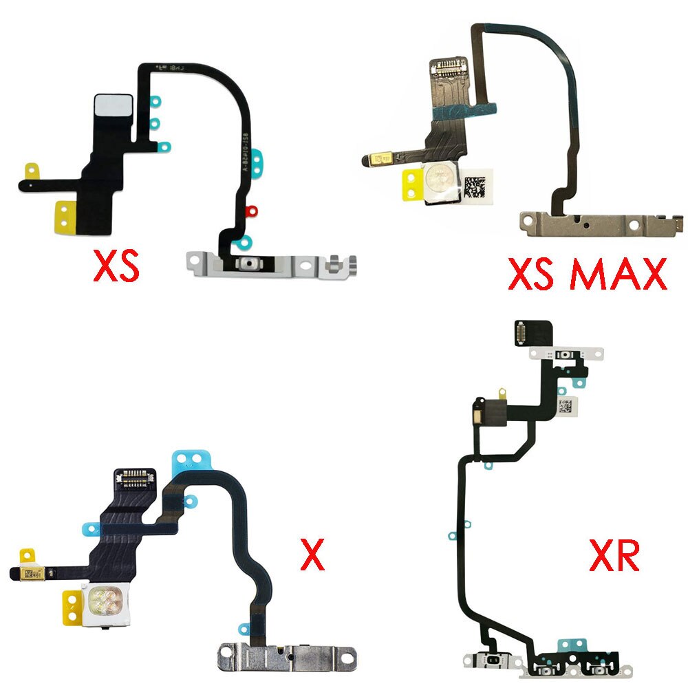 Power ON OFF ปุ่มไฟฉาย Flex Cable Ribbon พร้อมการเปลี่ยนวงเล็บสําหรับ iPhone X XR XS XS XSmax