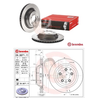 09 9871 11 จานเบรค ล้อ R (ยี่ห้อ BREMBO) รุ่น HC UV PORSCHE Cayenne 9PA 92A ปี2002-&gt;