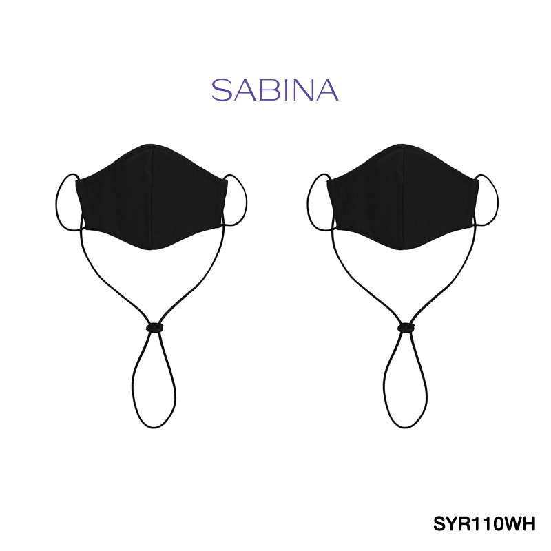 Sabina หน้ากากอนามัย (Set 2 ชิ้น ) TRIPLE MASK  รหัส SYR110BK สีดำ มีสายคล้องคอ