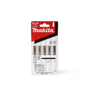 MAKITAใบเลื่อยจิ๊กซอว์ 59 (5ใบ/1PAC) สำหรับไม้ + พลาสติก สำหรับงานที่ต้องการผิวเรียบสวยงาม ผิวงานละเอียด รุ่น A-86583