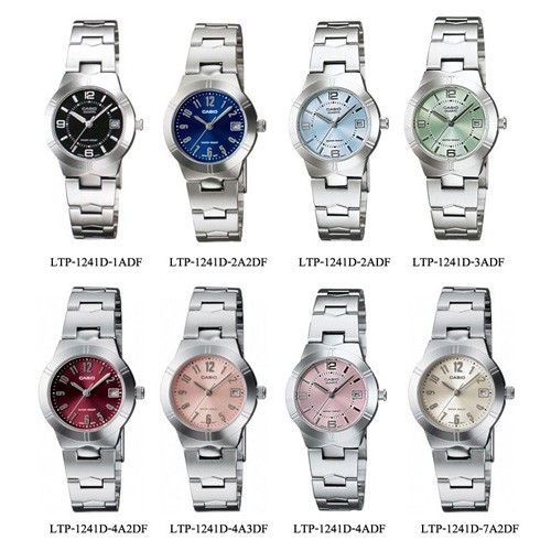 Casio นาฬิกาข้อมือผู้หญิง สายสเตนเลส รุ่น LTP-1241D,LTP-1241D-1A,LTP-1241D-2A,LTP-1241D-4A,LTP-1241D
