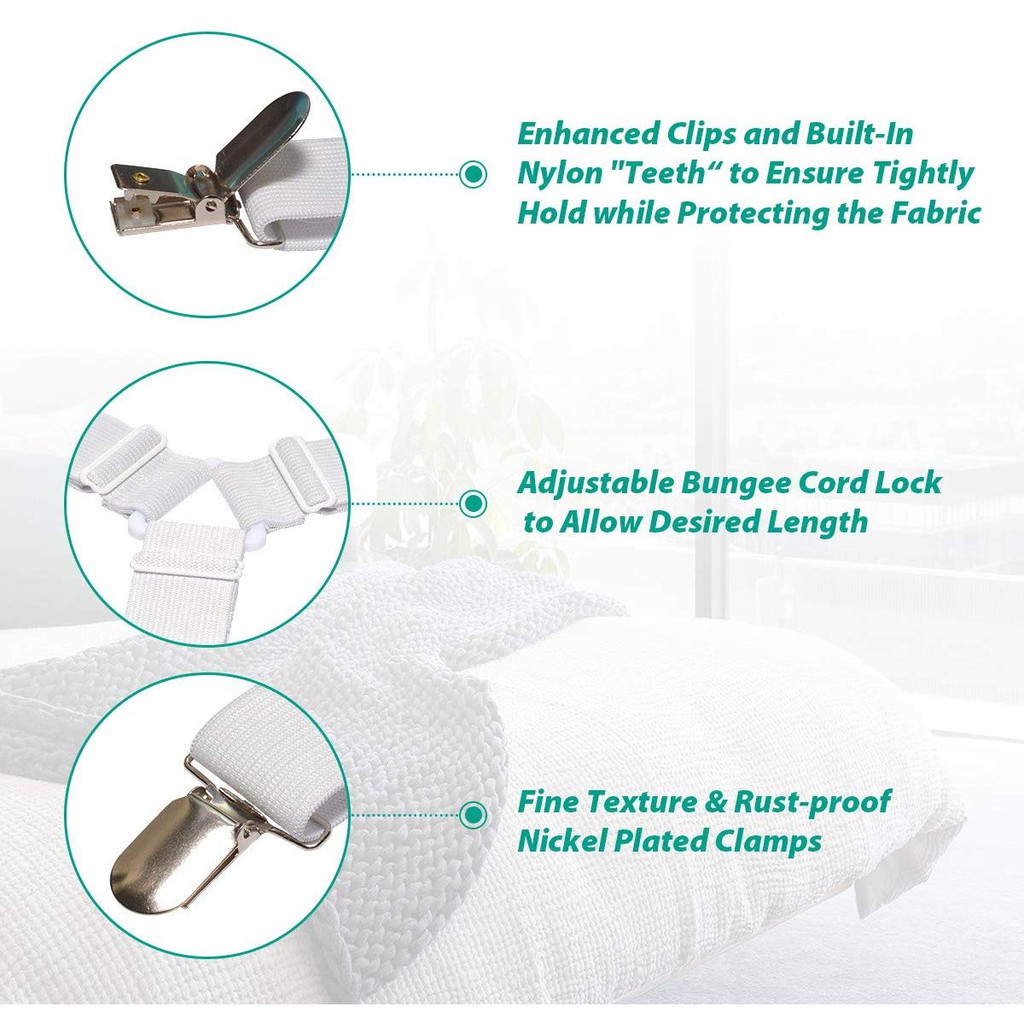 Bed Clip สายรัดมุมผ้าปูที่นอน สายรัดผ้าปูที่นอน สายรัดมุมเตียงนอน  มี 4 ชิ้น (1 เซต มี 4 เส้น) - รูปที่ 4