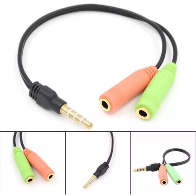 Combo Audio Jack Adaptor Cable 3.5mm Male 4 Pole to Dual 3.5mm Shopee
