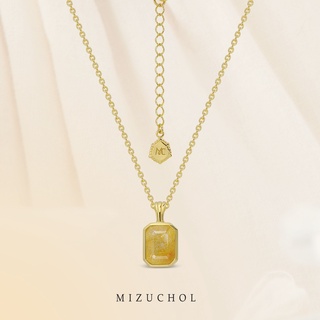 Mizuchol - สร้อยเงินแท้ชุบทองคำแท้ ประดับหินไหมทองแท้ Golden Champagne Necklace