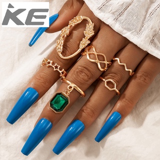 Emerald diamond ring Exaggerated five-pointed star six-piece gold ring for girls for women low