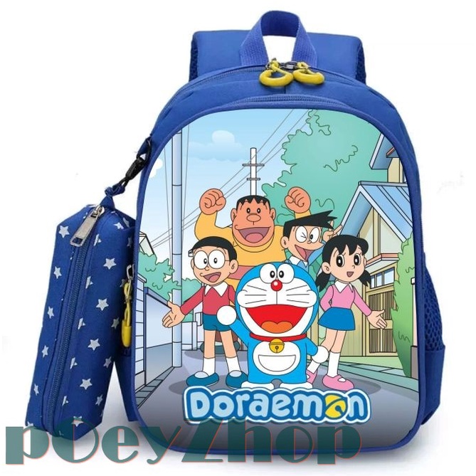 พรีเมี่ยม !! โดราเอมอน 2ใน1 ตัวละครอนิเมะกระเป๋าเป้โรงเรียนเด็ก (โบนัส กล่องดินสอ) / วัสดุพิมพ์กันน้ํา / โรงเรียนอนุบาลชั้นประถมศึกษา เป้เด็กนักเรียน /