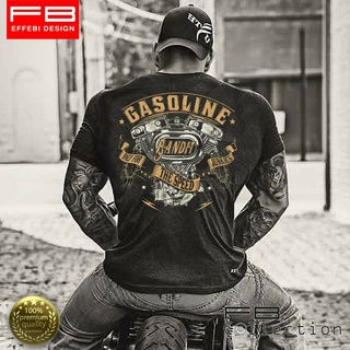 เสื้อยืดวินเทจเสื้อยืดคอกลม ผ้าฝ้าย พิมพ์ลายวาฟเฟิล harley davidson gasoline ของขวัญวันเกิด สําหรับผู้ชาย xs-3xlS-5XL