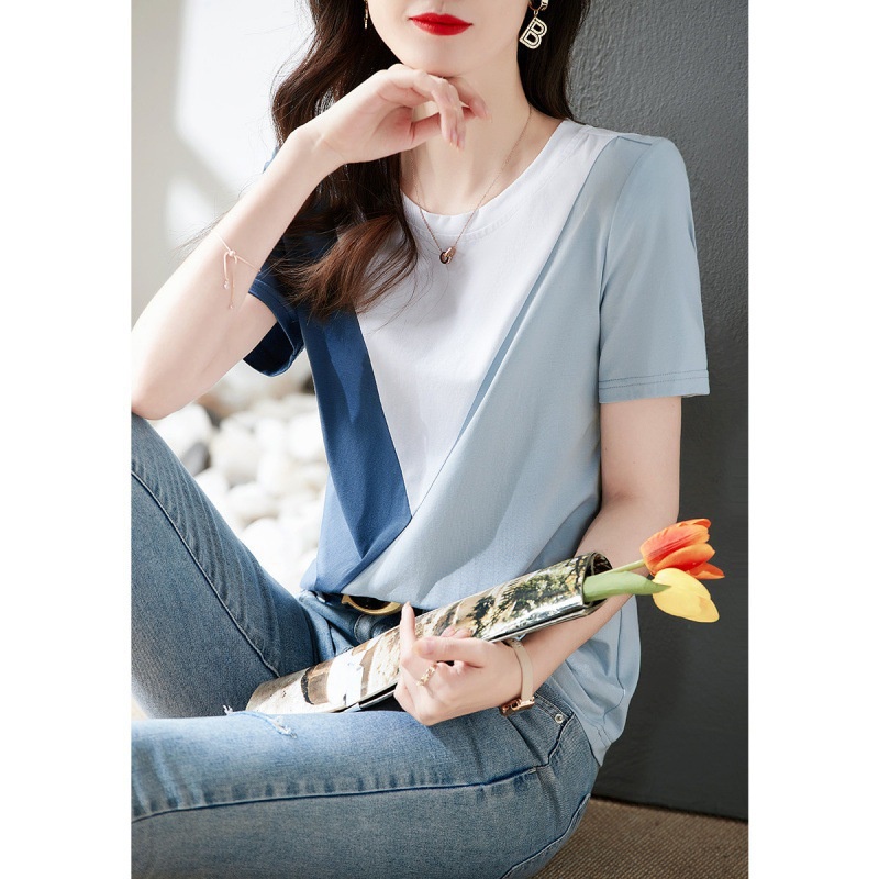 ใหม่ เสื้อยืดลําลอง แขนสั้น แบบบาง ใส่สบาย แฟชั่นฤดูร้อน สไตล์เกาหลี สําหรับสตรี 2022