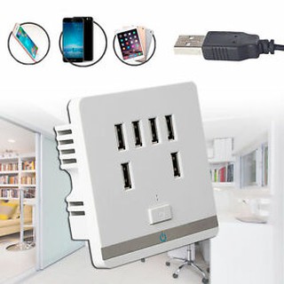 3.4A 6 Port USB Wall Charger Outlet Power Receptacle Socket