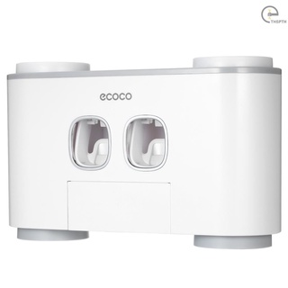 [T&amp;H] Ecoco ชุดที่บีบยาสีฟันอัตโนมัติ แบบติดผนัง พร้อมที่จ่ายยาสีฟัน 2 ช่อง ถ้วย 4 ช่อง และช่องใส่แปรงสีฟัน 5 ช่อง สีเทา