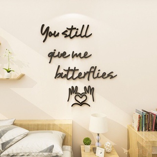 [MH] สติ๊กเกอร์อะคริลิคติดผนัง 3D แต่งบ้านสไตล์มินิมอล You still give me butterflies พร้อมส่ง