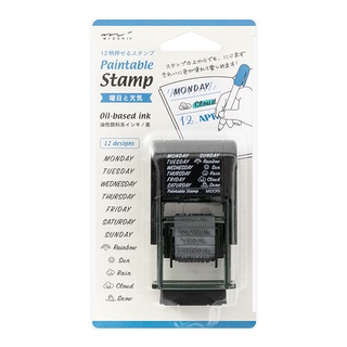 MIDORI Paintable Stamp Days of the week and weather (D35375006) / ตัวปั๊มแบบมีหมึกในตัว ลายวันในสัปดาห์และสภาพอากาศ