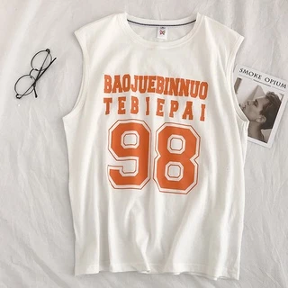 Men INS Fashion Tank Oversize 98 เสื้อกล้ามผู้ชาย เสื้อยืดผู้ชาย90 ลายอักษรสกีนมาใหม่