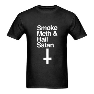 เสื้อยืดครอปเสื้อยืด ลาย Smoke Meth &amp; Hail SatanS-5XL