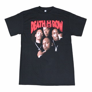 เสื้อยืดผ้าฝ้ายพิมพ์ลายเสื้อยืดลาย Death Row records Tupac Dre สำหรับผู้ชาย