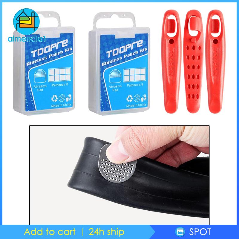 8PCS Bike Tire Patch Bicycle Inner Tube Puncture Repair Kit Fixed Set