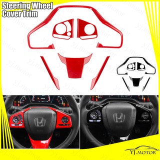 ปลอกหุ้มพวงมาลัยรถยนต์ Honda Civic FC ปี 2016-2020 สีแดง สีดํา Steering Wheel Cover Trim