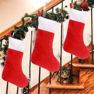 [Christmas Products]Classic Christmas Red and White Plush Mercerized Velvet Stockings