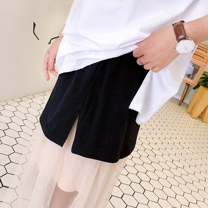 ชายเสื้อแบบกระโปรงสั้น เนื้อผ้าฝ้าย สีดำและสีขาว แฟชั่นสไตล์เกาหลี สำหรับผู้หญิง