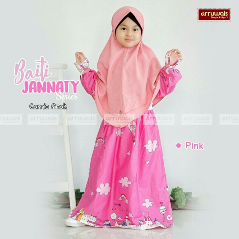 Katun Ar RUWAIS Gamis Set for Teenage Girls Japanese Cotton Ori Size 1-13 ปี