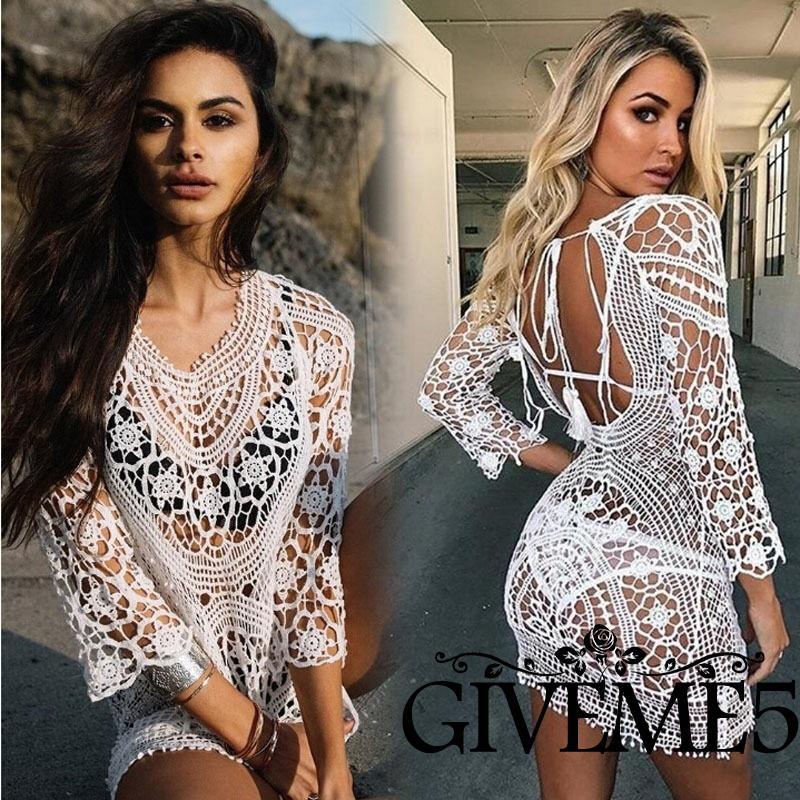 MT.-New Women Lace Beach Dress Bikini Cover Up Summer Bathing Suit Crochet Swimwear