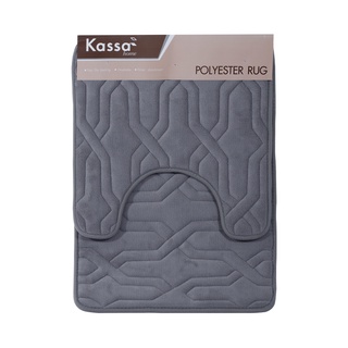 พรมชุดห้องน้ำ Cross KASSA HOME รุ่น BE006-GY (ชุด 2 ชิ้น) สีเทา พรมเช็ดเท้า Cross KASSA HOME Bathroom Rug BE006-GY (Set