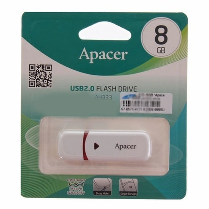 Apacer Flash Drive AH333 8GB (White)