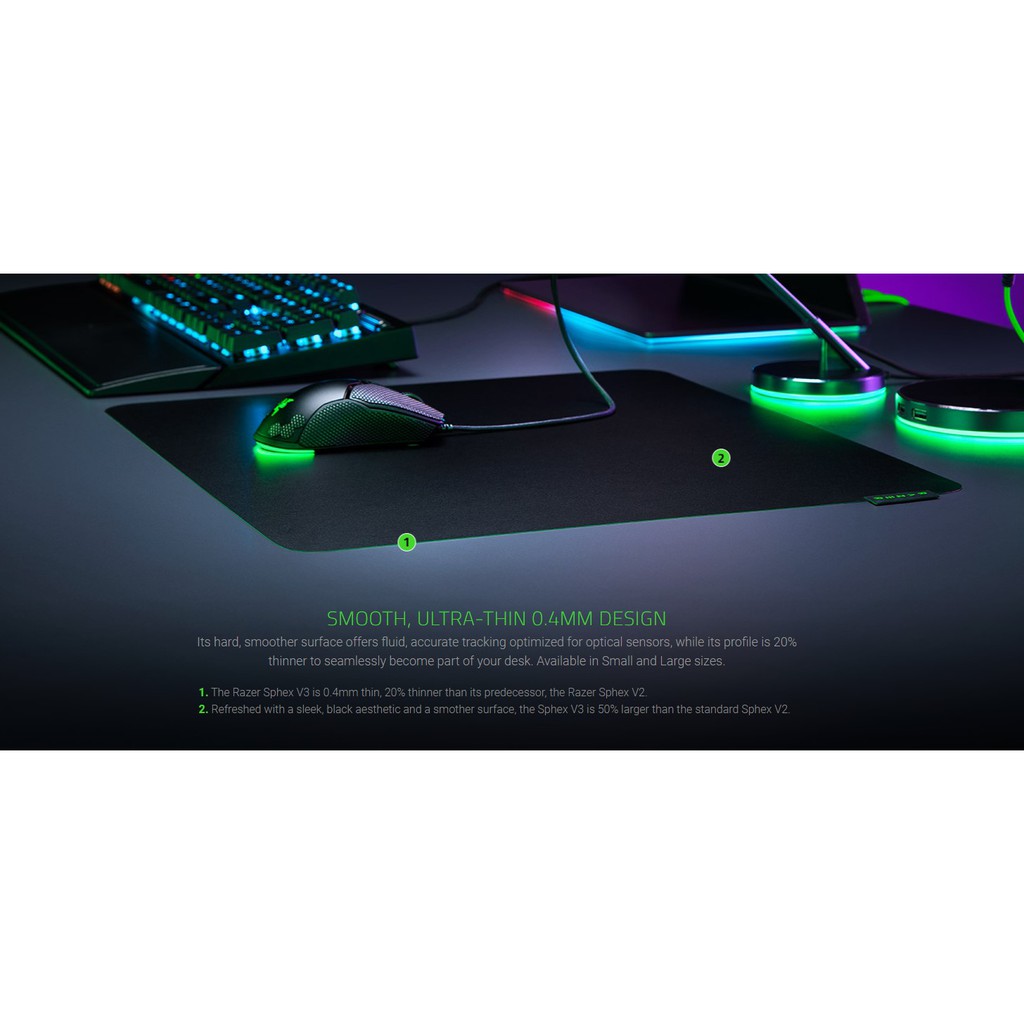 Razer Sphex V3 -  Hard Gaming Mouse Mat - Small&Large Ultra-thin gaming mouse mat