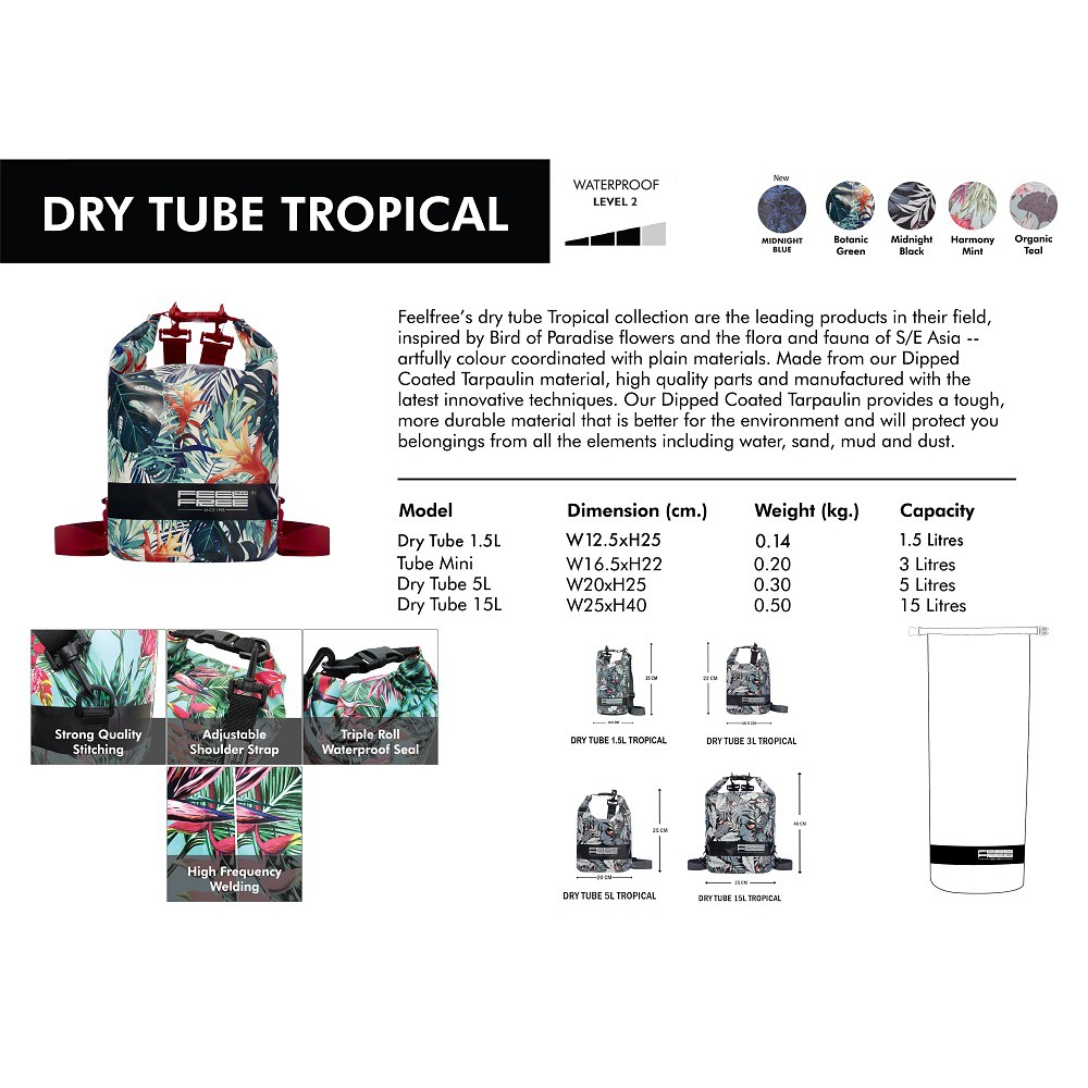 [พรีเมี่ยม]  FEELFREE  DRY TUBE TROPICAL กระเป๋ากันน้ำ ถุงกันน้ำ พรีเมี่ยม ราคา ถูกที่สุด ดีลบีเคเค แกลเลอรีภาพที่ 8