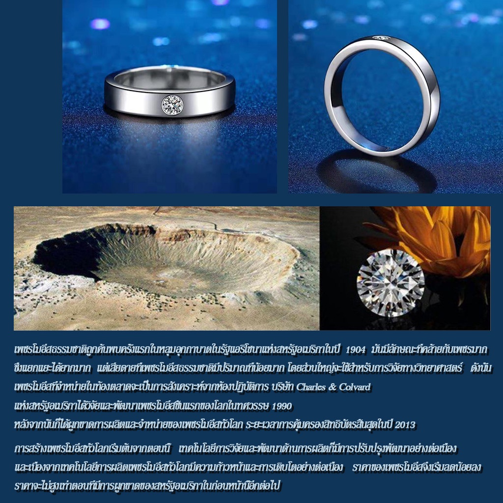Vvi Moissanite Ring แหวนเงินแท้ 925 แหวนเพชร เงินแท้ ชาย เพชรโมอีส  คู่รัก ของขวัญแฟน วันครบรอบ vvs/D 0.3ct - รูปที่ 4