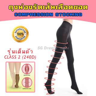 FCT-B ถุงน่องป้องกันเส้นเลือดขอด ถุงน่องรัดขา Class 2 (23-32 mmHg) รุ่นเต็มตัว ปลายเท้าปิด สีดำ