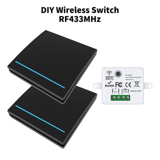 สวิตช์ไร้สาย สวิตช์ไฟ สวิตช์ควบคุมระยะไกลไร้สาย DIY แผงสวิตช์ควบคุมระยะไกลไร้สาย สวิตช์แบตเตอรี่ rf433 สวิตช์ไร้สาย สวิตช์ไฟติดผนัง